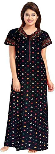 KBNBJ Nighty for Women Cotton Printed Maxi Gown Ankle Length Nighty Night Dress Gown for Women Maxi - Free Size (Pack of 2) (Blue&Brown) - Image 3