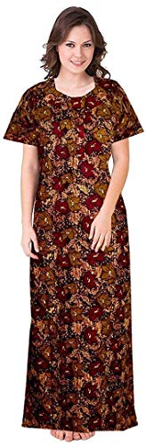 KBNBJ Nighty for Women Cotton Printed Maxi Gown Ankle Length Nighty Night Dress Gown for Women Maxi - Free Size (Pack of 2) (Blue&Brown) - Image 4