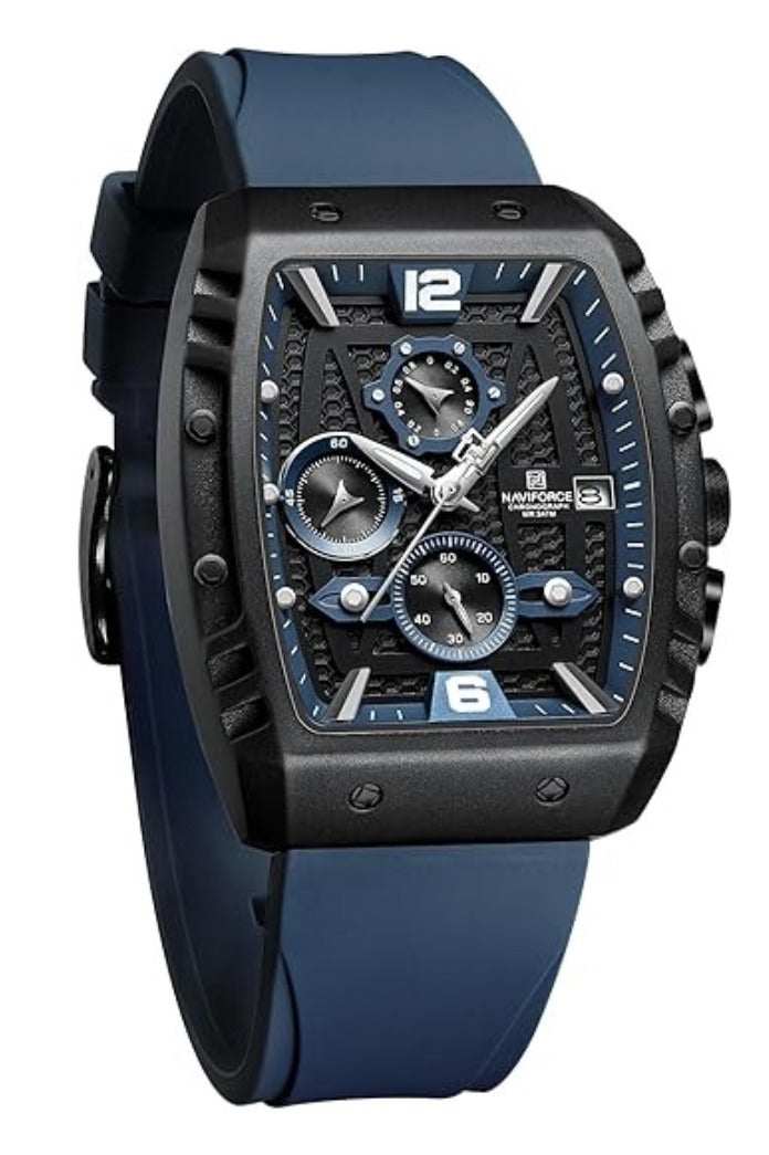 NAVIFORCE Waterproof Chronograph Sport Watch for Men, with Auto Date Quartz Wrist Watch, Colorful Silicone Band NF8025 - Image 1