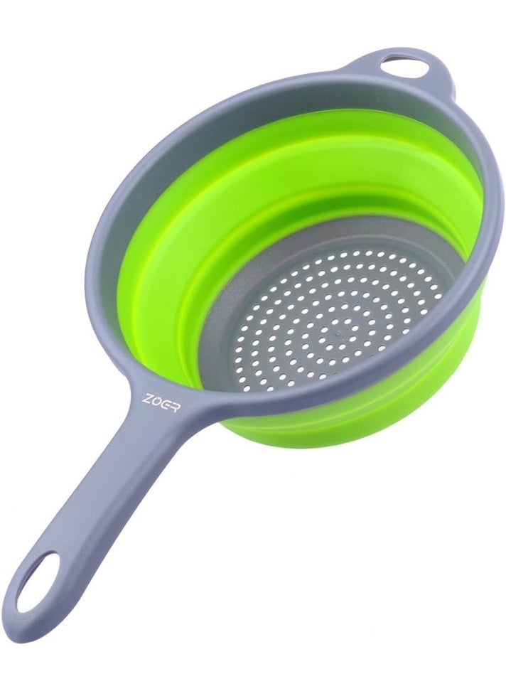 ZOYER Collapsible Pasta Strainer, Space-Saving Silicon Colander with Handles, 1.9L Capacity). - Image 1