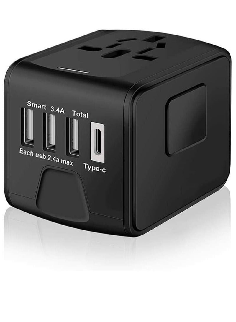 Universal International Travel Power Adapter W/ High Speed 2.4A USB, 3.0A Type-C Wall Charger, European Adapter, Worldwide AC Outlet Plugs Adapters - Image 1