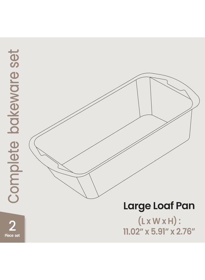 BAKKENMASTER Nonstick Loaf Pan Set Pack of 2, 10.2" & 11" Large Baking Bread Pan, Oven Safe Up to 450°F, PFOA, PFOS, PTFE Free, Space Saving Stackable Design, Stain Resistant, Dishwasher Friendly, Gray Marble - Image 2