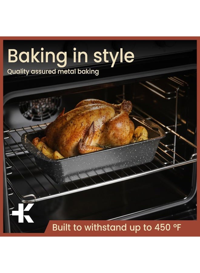 BAKKENMASTER Nonstick Loaf Pan Set Pack of 2, 10.2" & 11" Large Baking Bread Pan, Oven Safe Up to 450°F, PFOA, PFOS, PTFE Free, Space Saving Stackable Design, Stain Resistant, Dishwasher Friendly, Gray Marble - Image 3