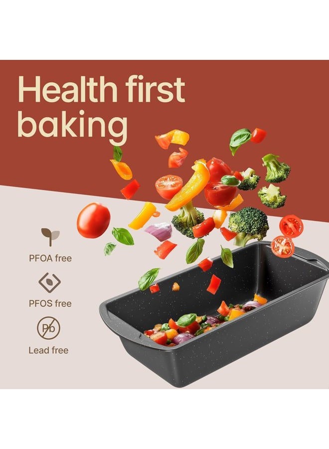 BAKKENMASTER Nonstick Loaf Pan Set Pack of 2, 10.2" & 11" Large Baking Bread Pan, Oven Safe Up to 450°F, PFOA, PFOS, PTFE Free, Space Saving Stackable Design, Stain Resistant, Dishwasher Friendly, Gray Marble - Image 5