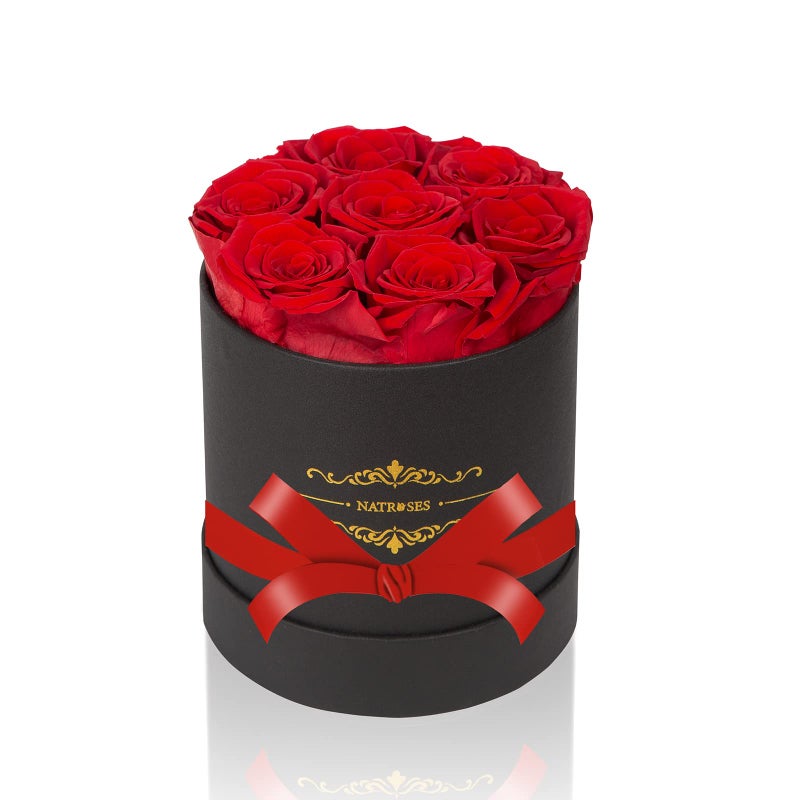 NATROSES NATROSES 7 Piece Preserved Roses in a Box Preserved Flowers for Birthday Flower Gifts for Mothers Day Red 
