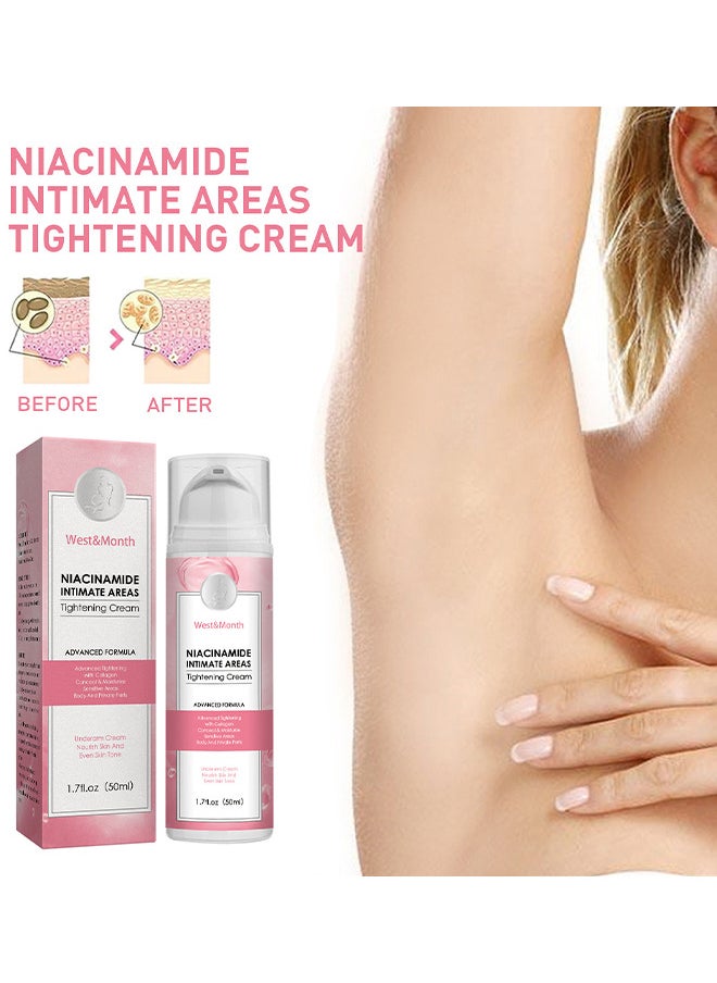 West&Month Niacinamide Intimate Areas Tightening Cream, Dark Spot Remover, Underarm Cream, Neck, Back, Legs, Elbows, Private Areas, Premium Botanical Ingredients, 50ML  - Image 2