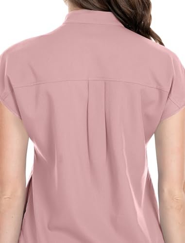 niaahinn Scrubs Set for Women Nurse Uniform Jogger Suit Stretch Top & Pants with Multi Pocket for Nurse Esthetician Workwear (Pink, Medium) - Image 5