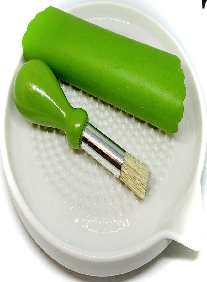 BonCera, Premium Ceramic Garlic Grater Plate 3-Piece Set - White Modern Design and Style - For Garlic, Ginger, Chocolate, and more! - Comes with 6.5" Plate, Peeler, and Brush - Image 5