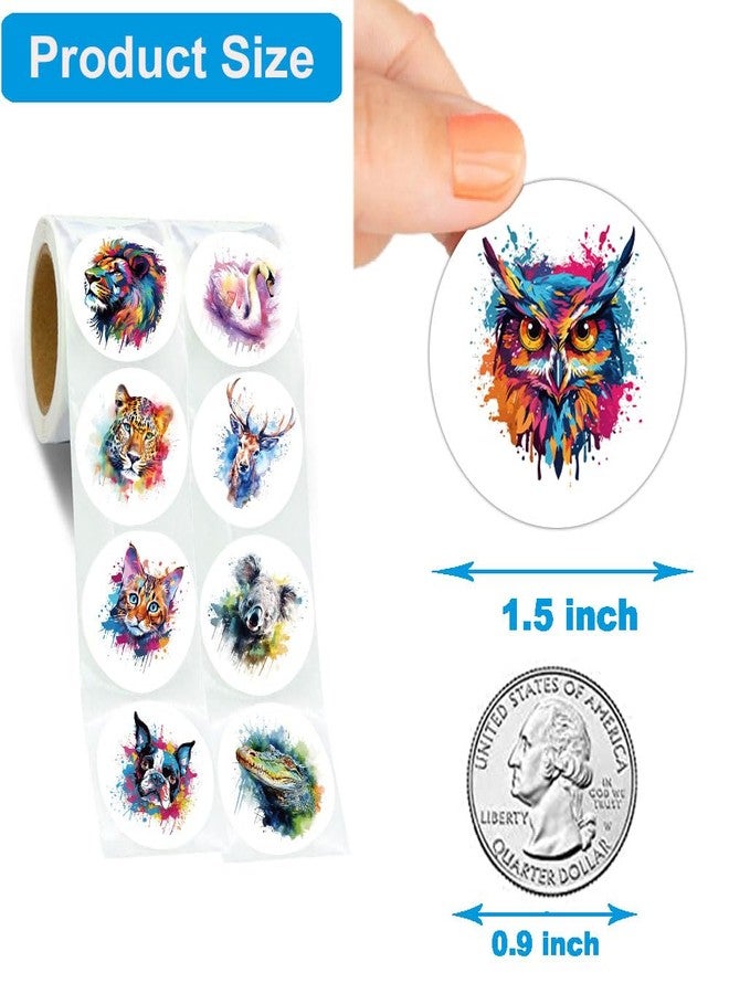 Hohamn 600 Pcs Watercolor Animals Stickers for Kids Teachers 1.5 Inch 16 Styles Round Watercolor Animals Stickers for Kids Birthday Party School Reward Giveaways - Image 3