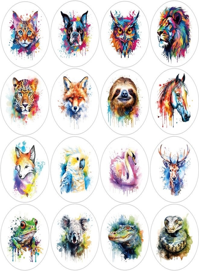 Hohamn 600 Pcs Watercolor Animals Stickers for Kids Teachers 1.5 Inch 16 Styles Round Watercolor Animals Stickers for Kids Birthday Party School Reward Giveaways - Image 1