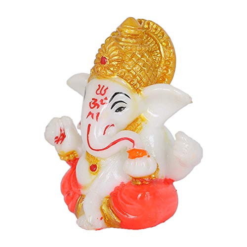 NRSON® Ganesha Idol for Car Dashboard, Polyresin Meditating Lord Ganesha Idols for Home Decor, Car Dashboard, Temple 2.3 x 2.3 x 3 cm, Multicolour - Image 2