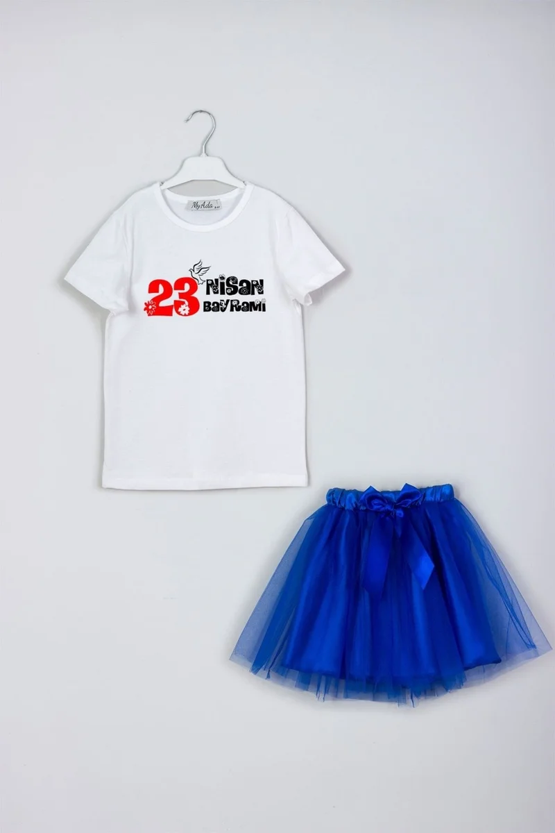 Myada Pigeon Detailed April 23 Printed Skirt T-Shirt Combination Set