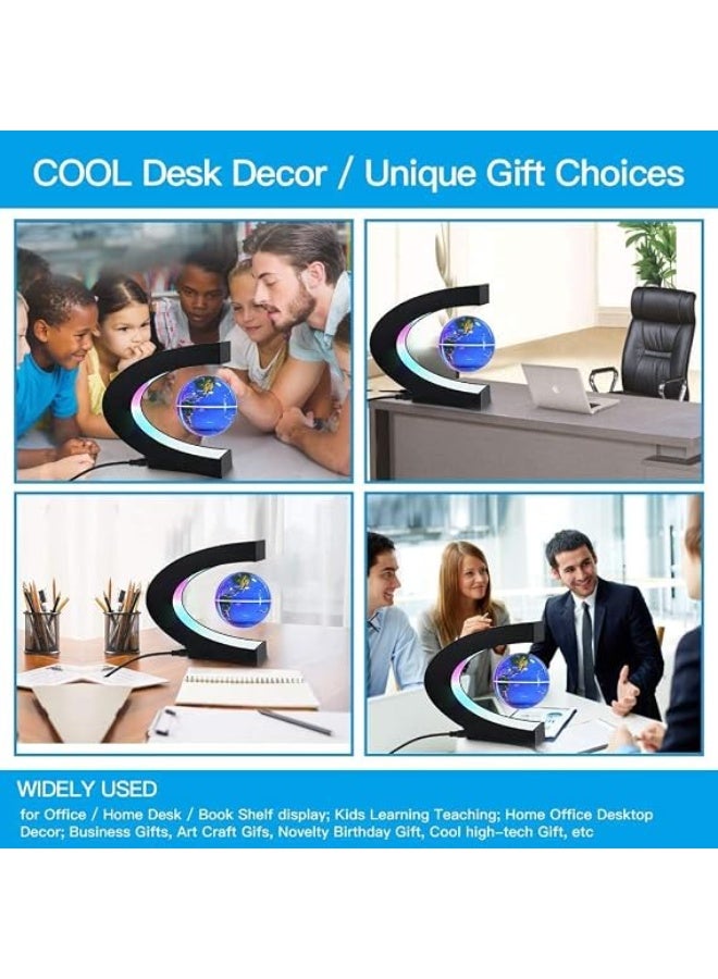 SKEIDO Magnetic Levitating Globe with LED Lights – Anti-Gravity Floating World Map, Rotating Desk Decor for Home/Office, Educational Gift for Kids (Blue) - Image 2