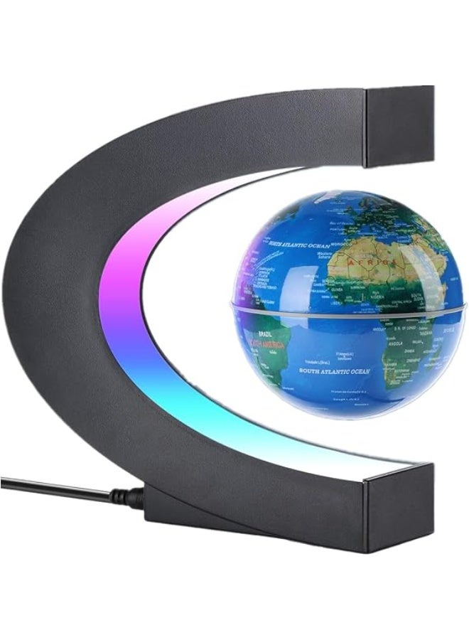 SKEIDO Magnetic Levitating Globe with LED Lights – Anti-Gravity Floating World Map, Rotating Desk Decor for Home/Office, Educational Gift for Kids (Blue) - Image 1
