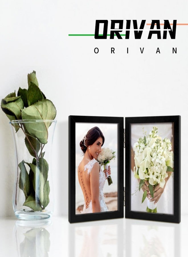ORIVAN 3.5x5 Double Picture Frames Hinged Folding Photo Frames Vertical Stand Frames (Black) - Image 5