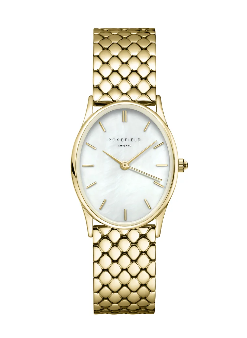 RoseField Rosefield The Oval White MOP Steel Gold Women Watch - OWGSG-OV01