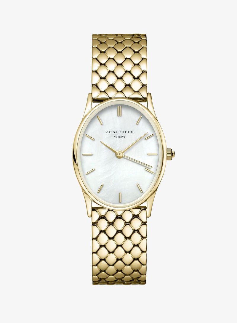 Rosefield The Oval White MOP Steel Gold Women Watch - OWGSG-OV01 - Image 1