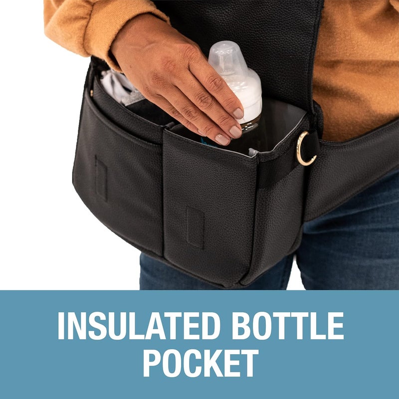 Clevermade CleverMade Crossbody Diaper Bag Tote and Baby Bottle Hip Pack  Stroller Organizer with Adjustable Strap and Multiple Storage Pockets for Diapers Wipes Burp Cloths and Other Essentials  Brown - Image 3