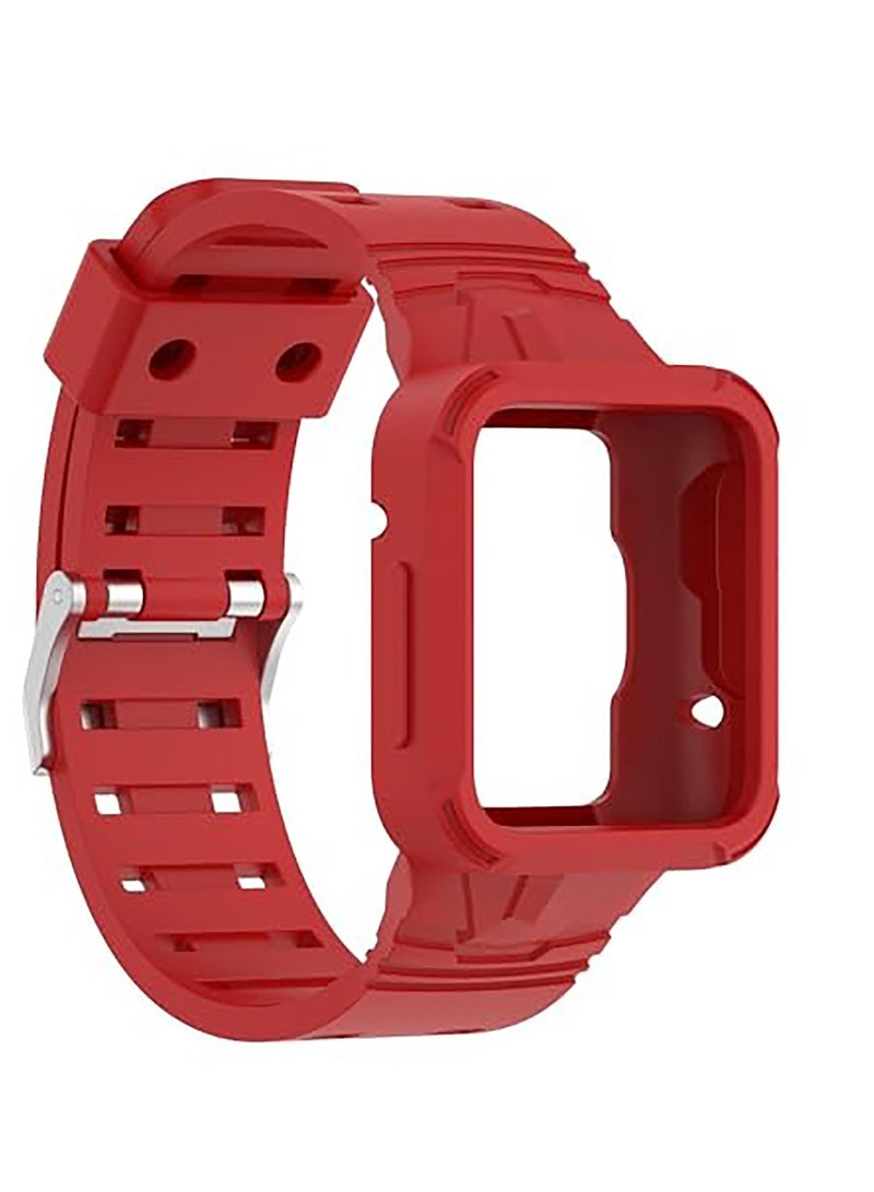 Replacement Wrist Band Compatible with Xiaomi Redmi Watch 2 Lite/Mi Watch Lite/Poco Watch/Redmi Watch 2/Horloge 2, Adjustable Soft Silicone Wrist Strap with Cover (red) - Image 3