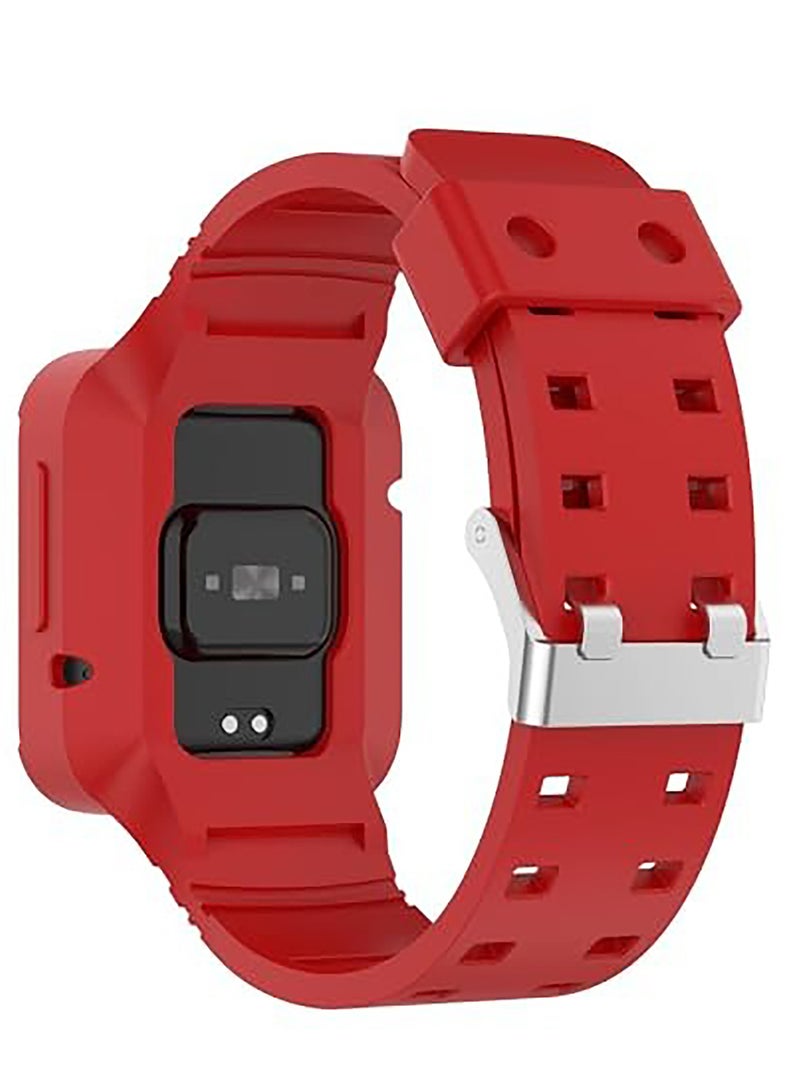 Replacement Wrist Band Compatible with Xiaomi Redmi Watch 2 Lite/Mi Watch Lite/Poco Watch/Redmi Watch 2/Horloge 2, Adjustable Soft Silicone Wrist Strap with Cover (red) - Image 4