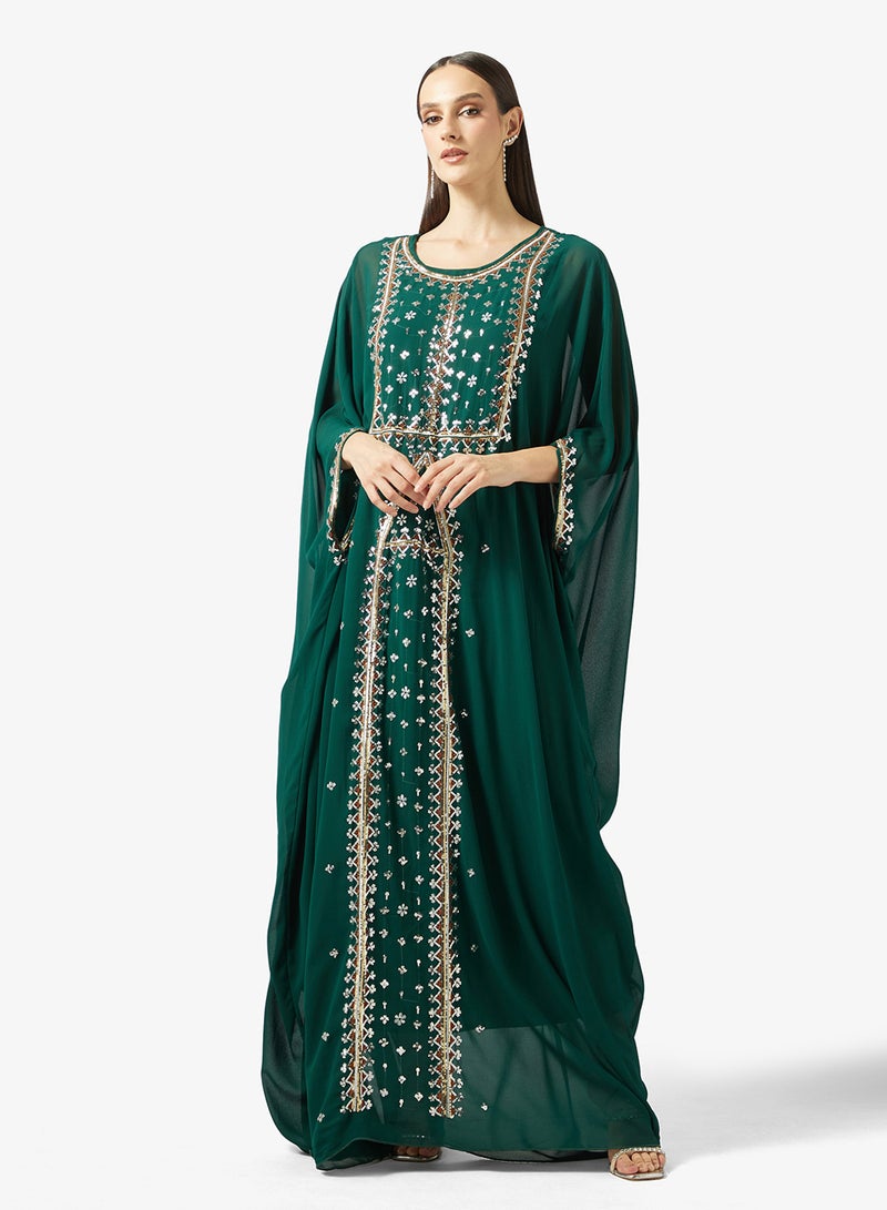 Khizana Embroidered Abaya With Cape - Image 1