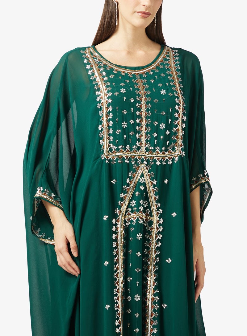 Khizana Embroidered Abaya With Cape - Image 3