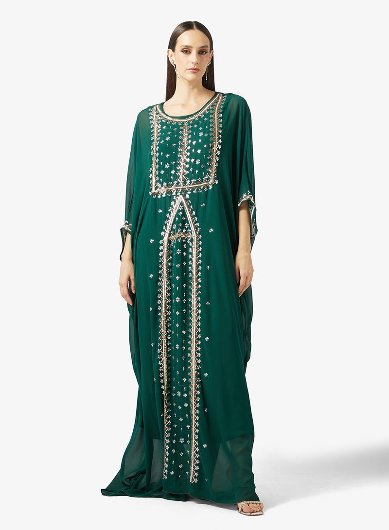 Khizana Embroidered Abaya With Cape - Image 4
