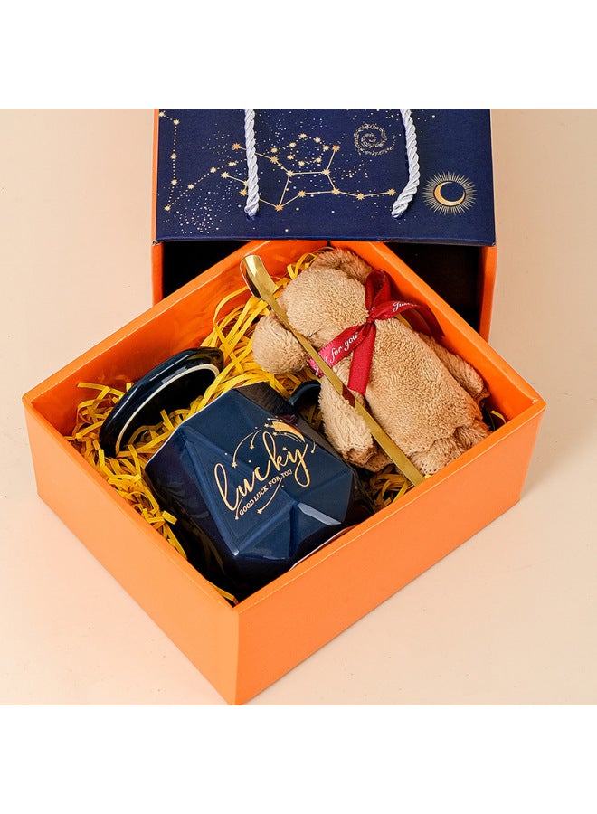 Creative And Practical Small Gift Ceramic Water Cup Coffee Cup Suit Birthday Gift Box High Color Value Accompanying Gift Batch