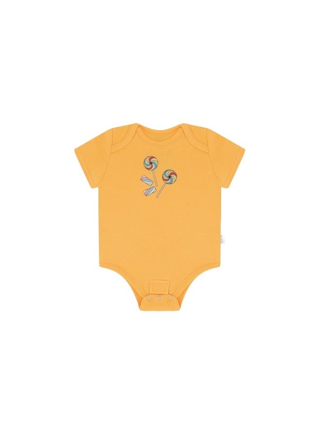 Lullaby Bloom Premium 100% Certified Organic Cotton Baby Newborn Essential Infant Peek-a-Boo Bodysuit for Baby Girls and Boys Unisex Candy - 0-3 Months - Image 1