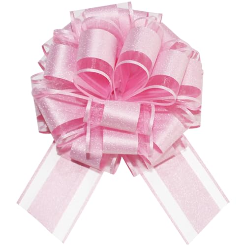 LHMTFCYY 12 Inch Clitter Big Gift Bow,1PC Large Pink Bow,Giant Bow for Bike,Dining Tables,Parties,Birthdays,Christmas,Valentine's Day,Easter,and other Festivals and Gift Decorations (Clitter Pink) - Image 1