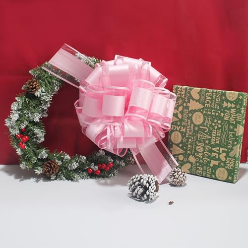 LHMTFCYY 12 Inch Clitter Big Gift Bow,1PC Large Pink Bow,Giant Bow for Bike,Dining Tables,Parties,Birthdays,Christmas,Valentine's Day,Easter,and other Festivals and Gift Decorations (Clitter Pink) - Image 2