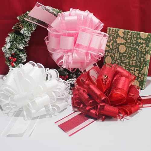 LHMTFCYY 12 Inch Clitter Big Gift Bow,1PC Large Pink Bow,Giant Bow for Bike,Dining Tables,Parties,Birthdays,Christmas,Valentine's Day,Easter,and other Festivals and Gift Decorations (Clitter Pink) - Image 4