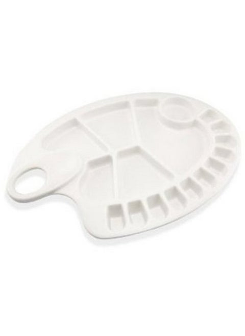 Brustro Kidney Shaped 17 Well Plastic Palette | 30 X 20cm | Lightweight, Ergonomic Design, Ideal for Oil, Acrylic, Watercolour Paints, Professional Art, Painting.