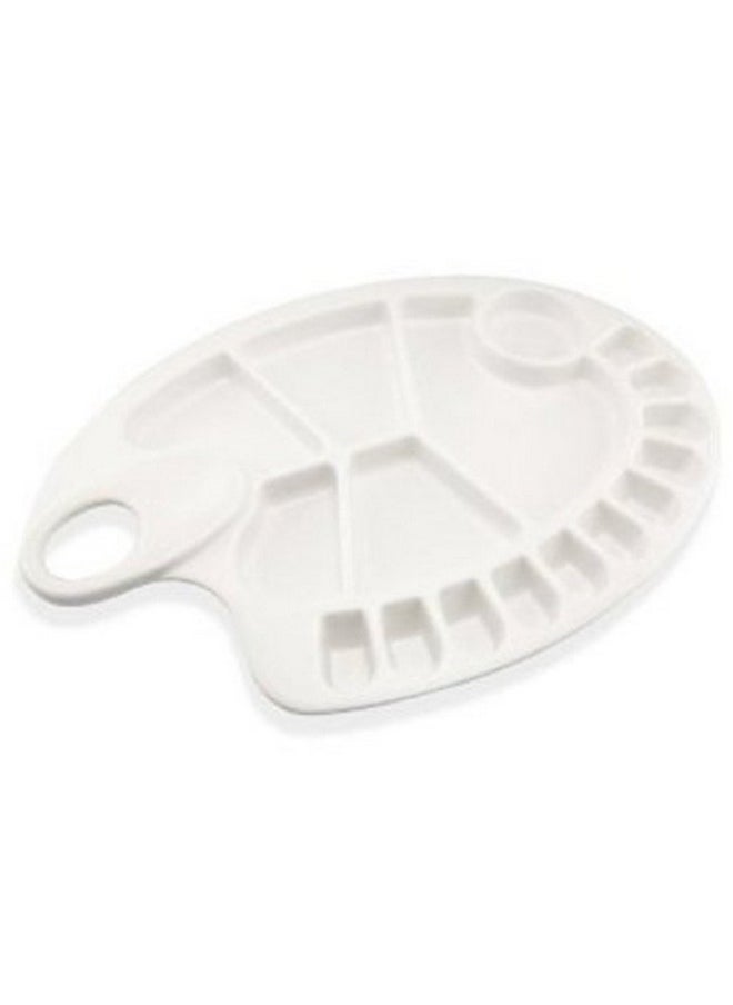 Brustro Kidney Shaped 17 Well Plastic Palette | 30 X 20cm | Lightweight, Ergonomic Design, Ideal for Oil, Acrylic, Watercolour Paints, Professional Art, Painting.