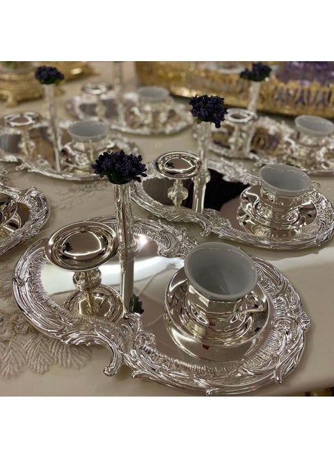 Essential Tray 6 Pieces Stainless Steel Artnova Embroidered Pattern Presentation Tray