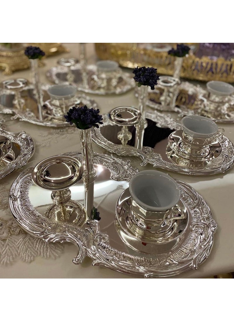 Essential Tray 6 Pieces Stainless Steel Artnova Embroidered Pattern Presentation Tray