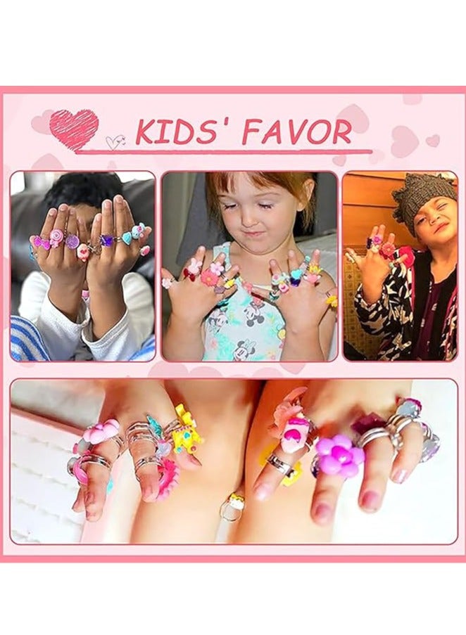 راكسوم خواتم مجوهرات للبنات الصغيرات في علبة، قابلة للتعديل، خالية من التكرار، خواتم للعب التظاهري والتنكر - Image 5