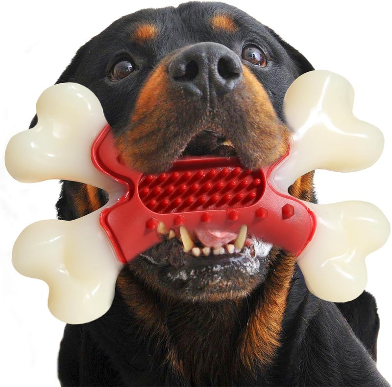 BAAL Beef Flavor Durable Nylon Bone Dog Toy for Medium and Large Breeds (RED) - Image 1