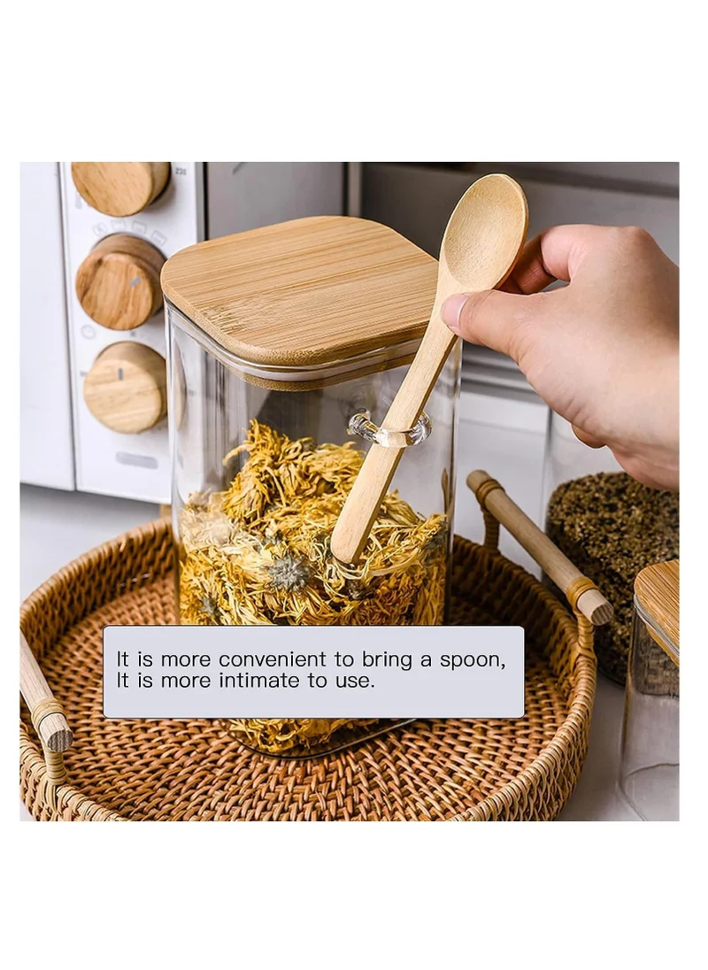 1Chase Borosilicate Glass Food Storage Jar with Bamboo Lid and Spoon 1000 ML (Set of 3)