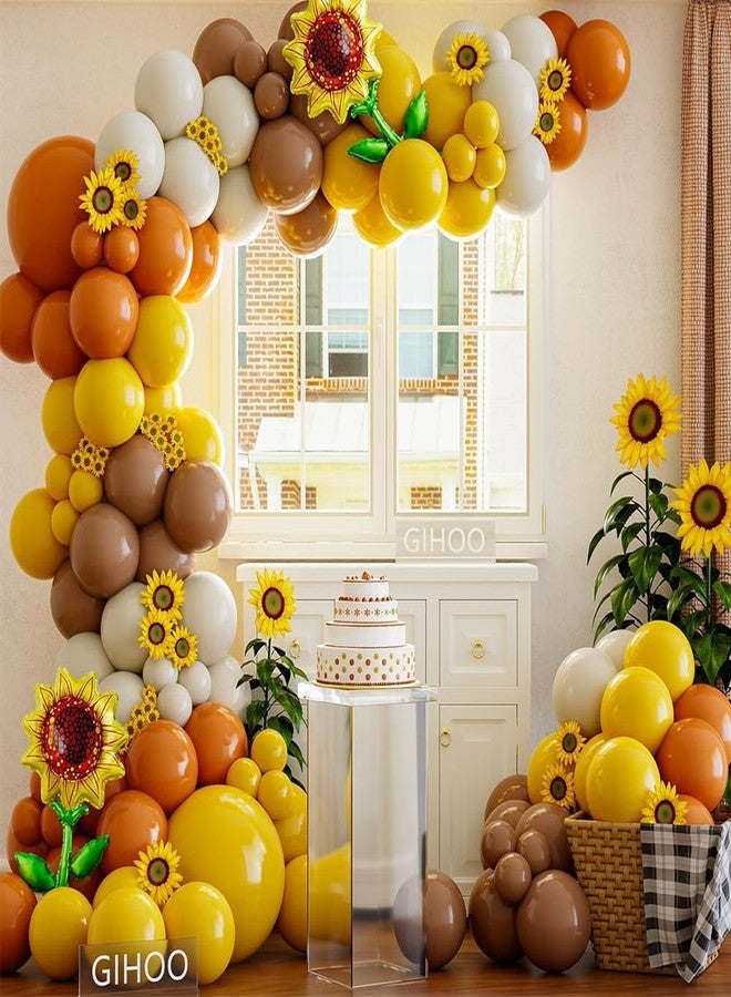 GIHOO Sunflower Party Decorations 139Pcs Sunflower Yellow Balloon Arch Kit for Sunflower Bee Theme Birthday Wedding Baby Shower Fall Party Decoration (Sunflower Kit) - Image 1