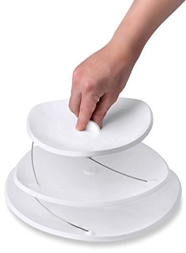 Masirs Collapsible 3-Tier Party Tray: Decorative Design Folds for Minimal Storage. an Elegant Serving Tray for Sandwiches, Cake, Sliced Cheese, and Deli Meat. - Image 3