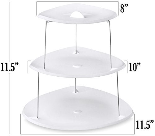 Masirs Collapsible 3-Tier Party Tray: Decorative Design Folds for Minimal Storage. an Elegant Serving Tray for Sandwiches, Cake, Sliced Cheese, and Deli Meat. - Image 2