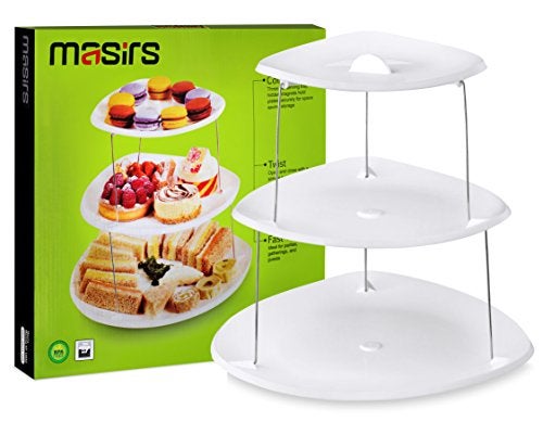 Masirs Collapsible 3-Tier Party Tray: Decorative Design Folds for Minimal Storage. an Elegant Serving Tray for Sandwiches, Cake, Sliced Cheese, and Deli Meat. - Image 5