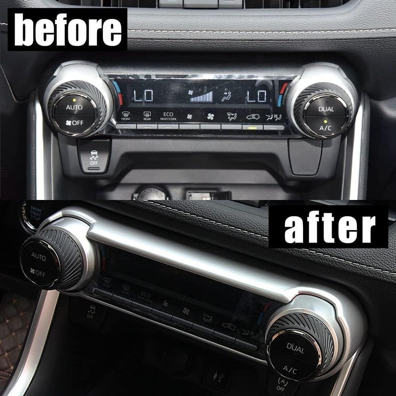 ERIDANUS Dashboard AC Switch Panel Button Cover Frame Trim for RAV4 (2019-2023) - Matte Silver - Image 2