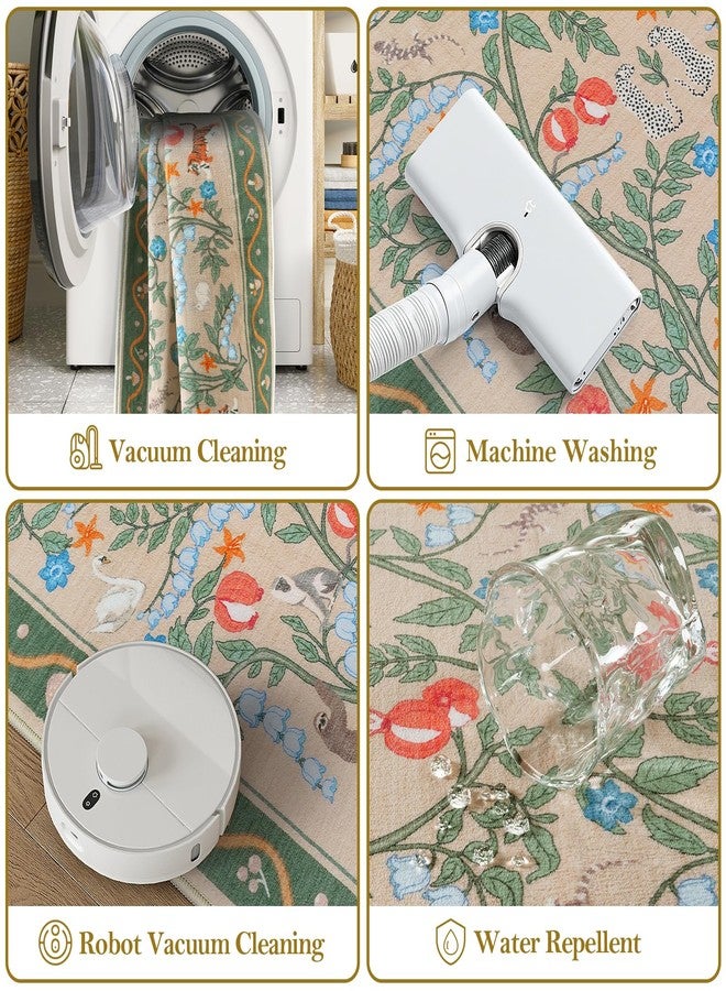 Collive 2x3 Small Rugs for Entryway, Green Washable Jungle Animal Kitchen Rugs for Bathroom Non Slip Indoor Door Mat, Soft Ultra-Thin Throw Carpet for Bedroom Entry Home Decor - Image 4