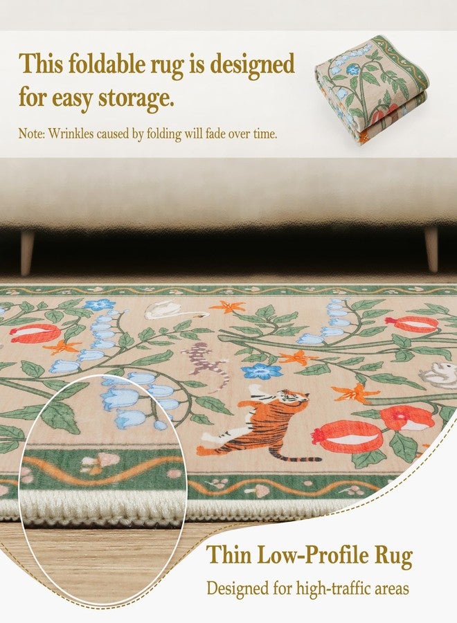 Collive 2x3 Small Rugs for Entryway, Green Washable Jungle Animal Kitchen Rugs for Bathroom Non Slip Indoor Door Mat, Soft Ultra-Thin Throw Carpet for Bedroom Entry Home Decor - Image 5