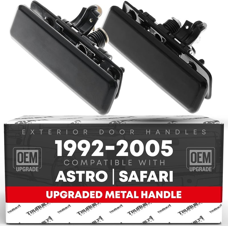 T1A Exterior Front Driver & Passenger Door Handle Set - Compatible with 1992-2005 Chevrolet Astro, GMC Safari - Smooth Finish - Metal - OEM 15719666, 15719665, 77192, 77193, GM1310108, GM1311108 - Image 1