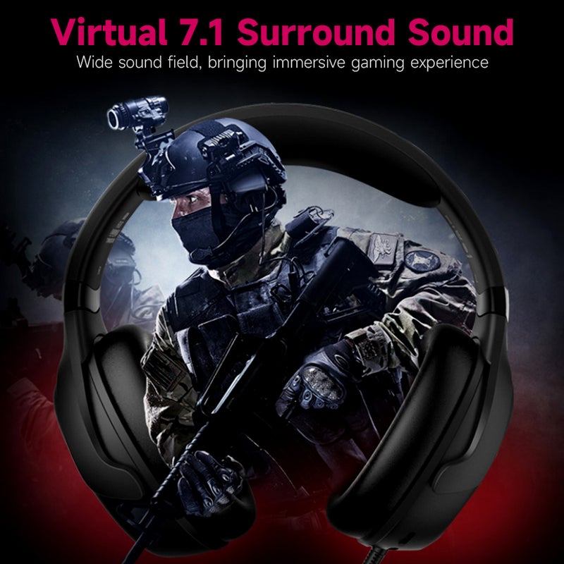 LIBERTY GAMER RISE Head-mounted Gaming Headset 53mm Driver Unit 7.1 Virtual Surround Sound Ergonomic Design Detachable Microphone - Image 3
