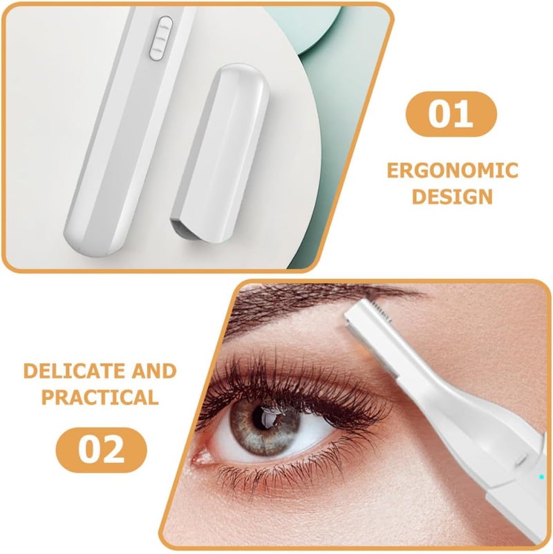 Electric Eyebrow Trimmer USB Rechargeable Multifunctional Eyebrow Razor for Women and Men Portable Hair Removal Device White Facial Grooming - Image 2