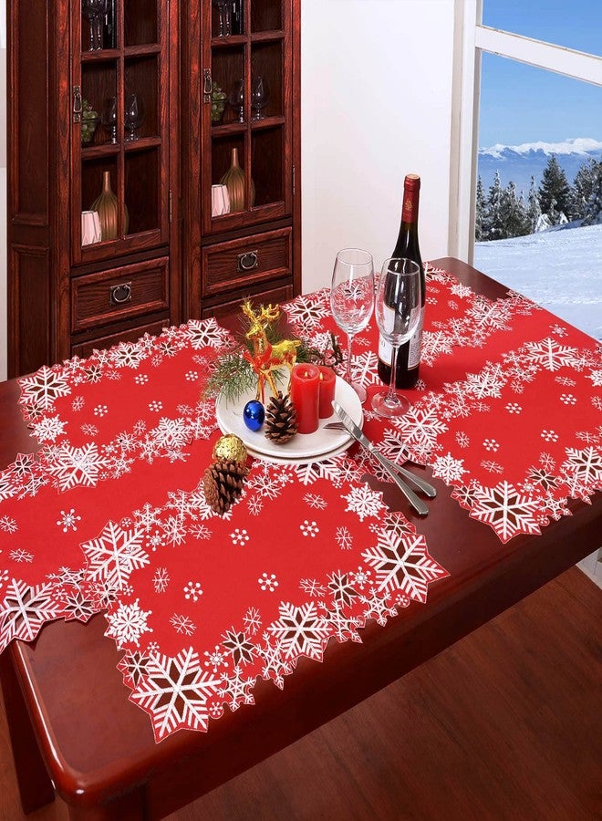 Simhomsen Embroidered Snowflakes Table Placemats for Christmas Holiday and Winter (Red, 13×19 inches Set of 4) - Image 5